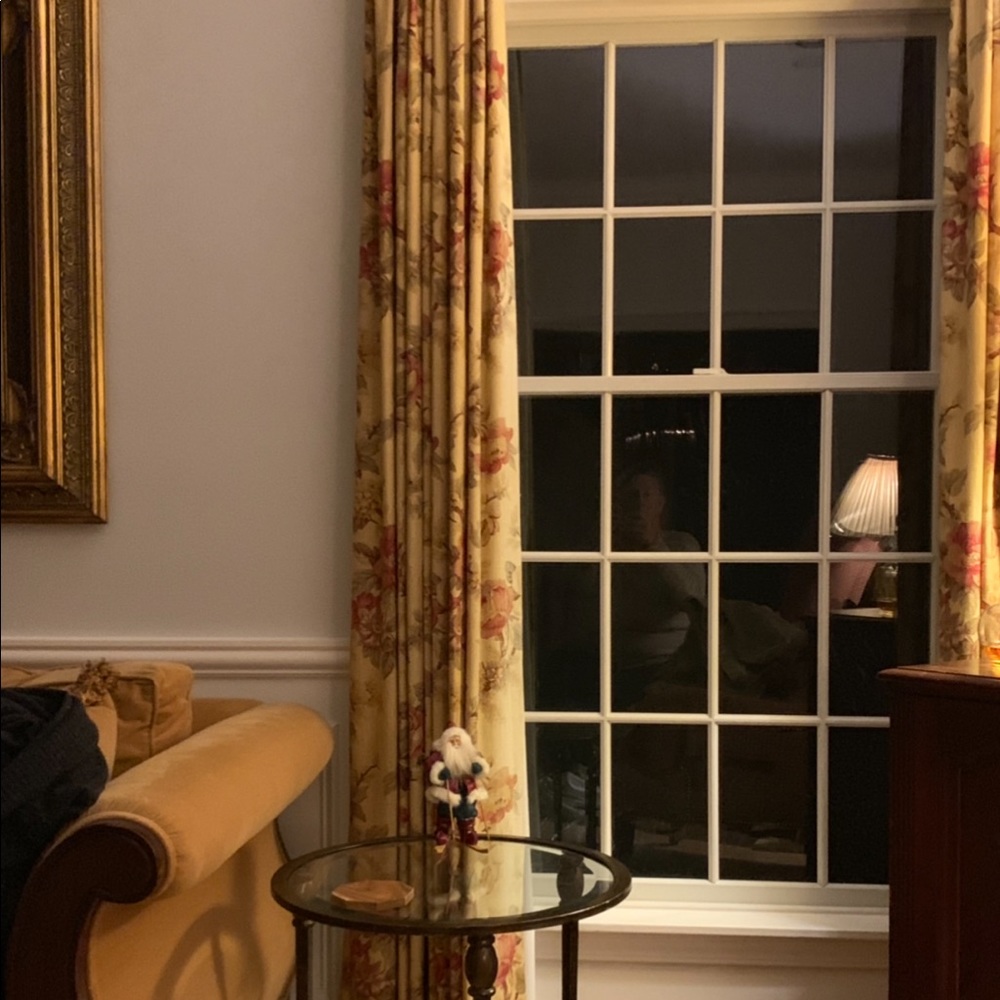 Custom made vintage floral lined drapes